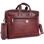 BEHIDE Laptop Bag for Men - Genuine Leather Office Bag with Multiple Compartments - Fits 14/15.6/16 Inch Laptop Bag - Messenger and Shoulder Bag for Travel - Water Resistant - Brown