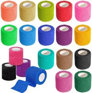 15 Rolls Self Adhesive Bandage Wrap,2 Inch Cohesive Bandage Self Adherent Wrap Breathable Athletic Tape Stretch Adhesive Wraps Sports Tape for Wrist Ankle Swelling Sprains,15 Colors