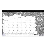 Blueline 2024 DoodlePlan Monthly Coloring Desk Pad Calendar, 12 Months, January to December, 17.75" x 10.875", Botanica Designs (C2917001-24)