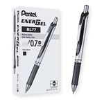 Pentel Energel XM Retractable Gel Pen with 0.7 mm Tip, 0.35 mm Line Width - Black, Pack of 12