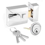 XFORT® Narrow Deadlocking Night Latch 40mm, Complete with Rim Cylinder and 3 Keys, Elegant Polished Chrome Nightlatch, External Door Lock for Front Door, High Security for Your Home or Workplace