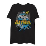 DC Comics Mens Batman Shirt - Batman, Robin, Joker - Batman Throwback Classic Super Soft T-Shirt, Black, X-Large