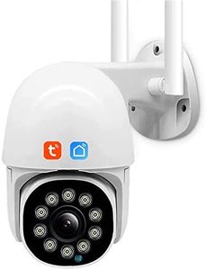 Tuya Smart Life WiFi 1080P Telecamera IP, 2MP 4X Zoom Digitale PTZ Telecamera di Sicurezza con Localizzazione Automatica Visione Notturna IR per Esterni Sorveglianza CCTV,Camera