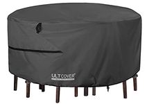 ULTCOVER Round Patio Furniture Cover - Outdoor Waterproof Table with Chair Set Cover 48 inch, Black