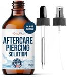 BodyJ4You Piercing Aftercare Spray w Dropper - Saline Natural Recovery Formula - Tea Tree Sea Salt Aloe Rosemary - Ear Piercing Kit Gauges Navel - Wound Care Keloid Bump Removal - Glass Bottle 4 Fl Oz