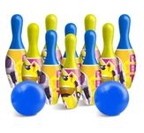 Snow Bowling Set (Robot Character Bowling Set Junior Toy Set with 10 Pins and 2 Ball Indoor Outdoor Sports Game for Kids) Multicolor