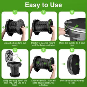 imodomio Portable Folding Camping Toilet with Lid & Bags – 180kg Load