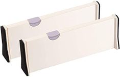 House of Quirk Drawer Dividers Organizer Drawer Dividers Organizer Adjustable Separators High Expandable For Bedroom,Bathroom,Clothing,Office,Kitchen Storage(2 Pack,14.9"-21" Long,Plastic),Black