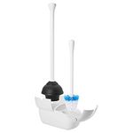 OXO Good Grips Hideaway Toilet Brush and Plunger Combination Set, White