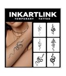 INKARTLINK 6 Sheets Temporary Tattoos, Semi-Permanent Tattoo, Fake tattoos, 1-2 Weeks Tattoo, For the Mature and Elegant Women, Elegant Snake Tattoos Temporary.