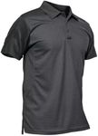 TACVASEN Men's Golf Polo Shirts Short Sleeve Quick Dry Athletic Collared Shirt Tennis Tops Casual Workout Dark Grey XL