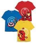 minicult Marvel's Avenger Regular Fit Character Printed Tshirt for Boys and Girls (Avengers)(Yellow1)(Pack of 3 Tshirts)(5-6 Years)