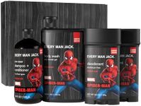 Every Man Jack Spider-Man Body Set - Perfect for Every Guy & Marvel-Lover - Bath and Body Marvel Gift Set with Clean Ingredients & Incredible Scents - Includes Body Wash, Shampoo & Deodorant 2-Pack