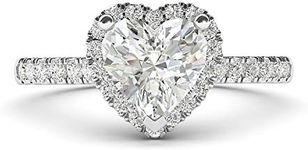 Sterling Silver Heart Shaped Diamond Side Stone Engagement Ring, Sterling Silver Sterling silver 925 pieces per 1000, Created Diamond