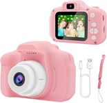 TOYTONIC Kids Digital Camera in Pink with 3MP, HD 1080P, IPS Screen, Selfie Function, and Built-in Games