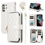 ELISORLI Wallet Case for Samsung Galaxy S22 Ultra 5G with Wrist Strap,Shoulder Strap, 9+ Card Slots Zipper Purse Luxury PU Leather Stand Phone Cover for S22ultra 22S S 22 S22ultra5g 6.8 Women White