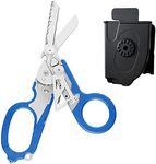 Raptor First Aid Shears All-in-One Tactical Scissors, Pocket Scissors & Firefighter Tools Set Medical Scissors, Ring Cutter, Glass Breaker (Blue Handles)