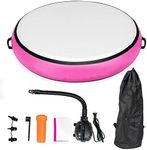 COSTWAY Inflatable Gymnastic Mat with Electric Pump, Carrying Bag and Repair Kit, Round 20cm Thick Floor Tumbling Mats for Home Gym Training Yoga Cheerleading (Pink)