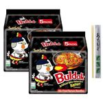 CNMART Korean SY Hot Chicken Ramen Dried Buldak Noodles Bundle Halal 140g (Pack of 10)