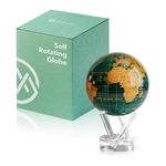 MOVA Globe - Emerald Green and Gold Classic (4.5") | Solar-Powered Motion | No Batteries | Gift for Desk, Home, or Office