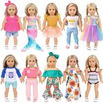 10 Sets 18 inch Doll Clothes and Accessories - Including Mermaid Costume, Stylish Casual Outfit, Swimwear Fit for 18 Inch Doll (No Doll)