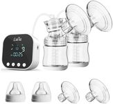 Lulia Double Electric Breast Pump Portable Strong Suction Pain Free Breastfeeding Pump, 4 Modes & 9 Levels Milk Ultra-Quiet Rechargeable for Travel&Home Backflow Protector BPA Free(White)