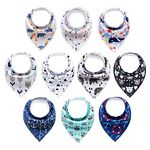 Newthinking 10 Pack Baby Dribble Bibs, Baby Bandana Bibs with Adjustable Snaps, 100% Cotton Baby Drool Bibs for 6-24 Months Newborn and Toddlers