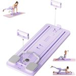 Foldable Pilates Reformer Board with Ab Roller, Ab Exercise Machine, Multi-Functional Pilates Board for Home Workouts, Full Body Pilates Core Trainer, Abdominal Board (Purple)