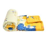 FRESH FROM LOOM Kids Double Bed Blanket | Cartoon Printed Dohar | Glace Cotton Soft Kids Boy & Girls Comforter | Summer & Winter Blanket for Children (90x100 Inches | King Size | Dinosaur Cream Blue)