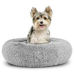 The Dog’s Bed Sound Sleep Donut Dog Bed, Small Silver Grey Plush Removable Cover Calming Nest Bed