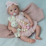 KSBD Realistic Reborn Baby Dolls - 18 Inch Lifelike Newborn Real Life Baby Dolls Girl with Soft Weighted Body, Real Baby Doll Gift Set for Kids Age 3+,Dress