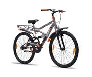 Hero Typhoon 24T Double Suspension Single Speed Bicycle for 9+ Years (Grey)