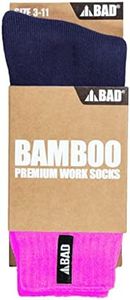 Bamboo Work Socks for Women - Organic Bamboo, Extra Thick, Comfortable and Odor-Reducing Work Boot Socks - Pink - 3-11 - 1 Pair