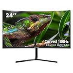 CRUA 24 inch 180hz Curved Gaming Monitor，FHD 1080P Frameless Computer Monitor，Support AMD freesync Low Motion Blur, Eye Care, VESA, DisplayPort, HDMI, Black