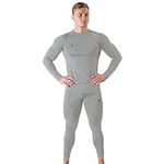 Umbro Mens Thermal Underwear Set - Warm Mens Thermal Shirt & Long Johns - Cold Weather Undershirt - Insulated Winter Pajama, Grey, S