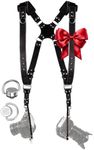 C Coiro Camera Harness for 2 Cameras – Dual Shoulder Leather Camera Strap – Double Camera Harness for DSLR/SLR, Camera Straps for Photographers of All Levels, Padded Straps/Color Black