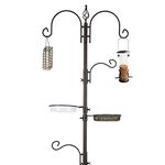 Deluxe Bird Feeding Station Kit Bird Feeder Pole Bird Feeder Hanging Kit Multi Feeder Hanging with Metal Suet Feeder Bird Bath Mesh Tray for Attracting Wild Birds and Planter Hanger (1 Pack)