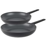 Russell Hobbs COMBO-8803 20/28cm Frying Pans – Non-Stick Coating 10x Tougher*, Easy Clean Cooking Surface, Induction Suitable/Metal Utensil Safe, Soft-Touch Stay Cool Handle, Shield Collection, No Oil