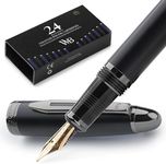 Wordsworth & Black Majesti Fountain Pen-(Black), Luxury Case, 24K Gold Finish; 18K Gilded Medium Nib- Ink Cartridges, Refillable Ink Converter-Calligraphy Pen-Best Business Gift Set for Men & Women