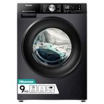 Hisense 3S WiFi Series WF3S9043BB3 9 KG Front Load Washing Machine Durable Inverter, Steam Wash, Quick Wash, 19 Programmes 1400 RPM - Black Energy Rating A
