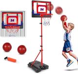 Kids Basketball Hoop Stand Adjustable Basketball Set Toddler Basketball Toys for 3 to 8 Years Old Indoor Outdoor Play Ages 3-5 6-8 Backyard Sport Games for 2 3 4 5 6 Year Old Boy Girl Birthday Gift