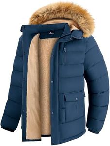 GEEK LIGHTING Mens Parka Winter Coats Waterproof Warm Sherpa Lined Jacket Mens Lnsulated Bomber Jackets for Men Windproof Puffer Coats for Men Midnight Blue X-Large