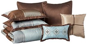 Madison Park Lincoln Square 8 Piece Comforter Set, Queen, Blue/Brown(MP10-111)