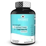 NATURYZ Triple Strength L-Carnitine L-Tartrate 2000MG Converts Fat into Energy | Cellular Energy & Endurance | Athletic Performance | Cutting Supplement - 60 Tablets