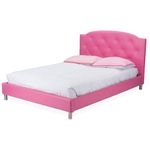 Baxton Studio Canterbury Modern and Contemporary Faux Leather Platform Bed, Queen, Pink