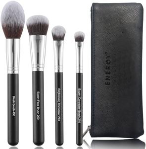 ENERGY Makeup Brush Set Premium Foundation,Bronzer,Blush,Concealer,Eyeshadow Contour with Liquid Cream Powders Blending Highlighting Buffing Professional Essential Face Brushes with Travel Case 4PCS