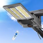 JAYNLT 7500W Solar Street Lights Outdoor, 600000LM 6500K High Powered Commercial Parking Lot Lights Dusk to Dawn, Waterproof Solar Security Flood Lights with Remote for Yards, Driveways