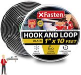 Hook and Loop Tape, Black, 1 inch x 10ft Industrial Strips with Adhesive Heavy Duty, Indoor/Outdoor Hook and Loop Roll, No Sew Sticky Strips - XFasten