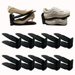 bretoes 10 Pieces Shoe Slot Adjuster, Double Layer Adjustable Shoe Rack Storage Rack, Saving Space in Wardrobe and Shoe Cabinet (Black)