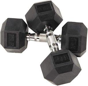BalanceFrom Encased Hex Dumbbell Single – 15 Lbs Rubber Coated Exercise Hand Weight with Anti-Slip Knurled Handle for Home Gym, Strength Training & Full Body Workout